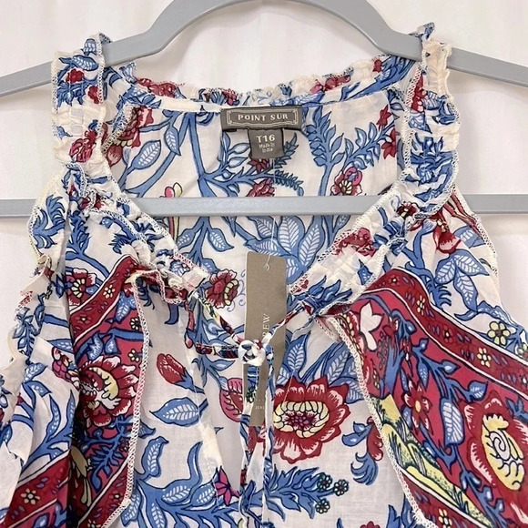 J. Crew NWT Point Sur Ruffle Paisley Block Print Top Size T16 - Picture 3 of 9